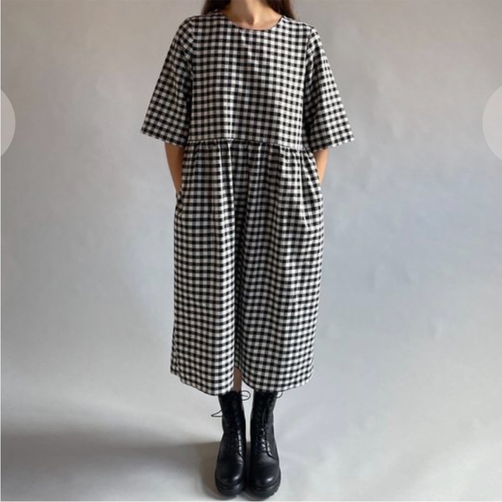 eve gravel aretha dress black & gray check